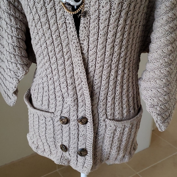 🔥HP🔥HANDCRAFTED Cardigan/Blazer Jacket, Tan, SZ S, - Picture 7 of 13